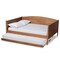 Baxton Studio Veles Mid-Century Modern Ash Walnut Finished Wood Full Size Daybed with Trundle 183-11174-9826-Zoro - alternate 2